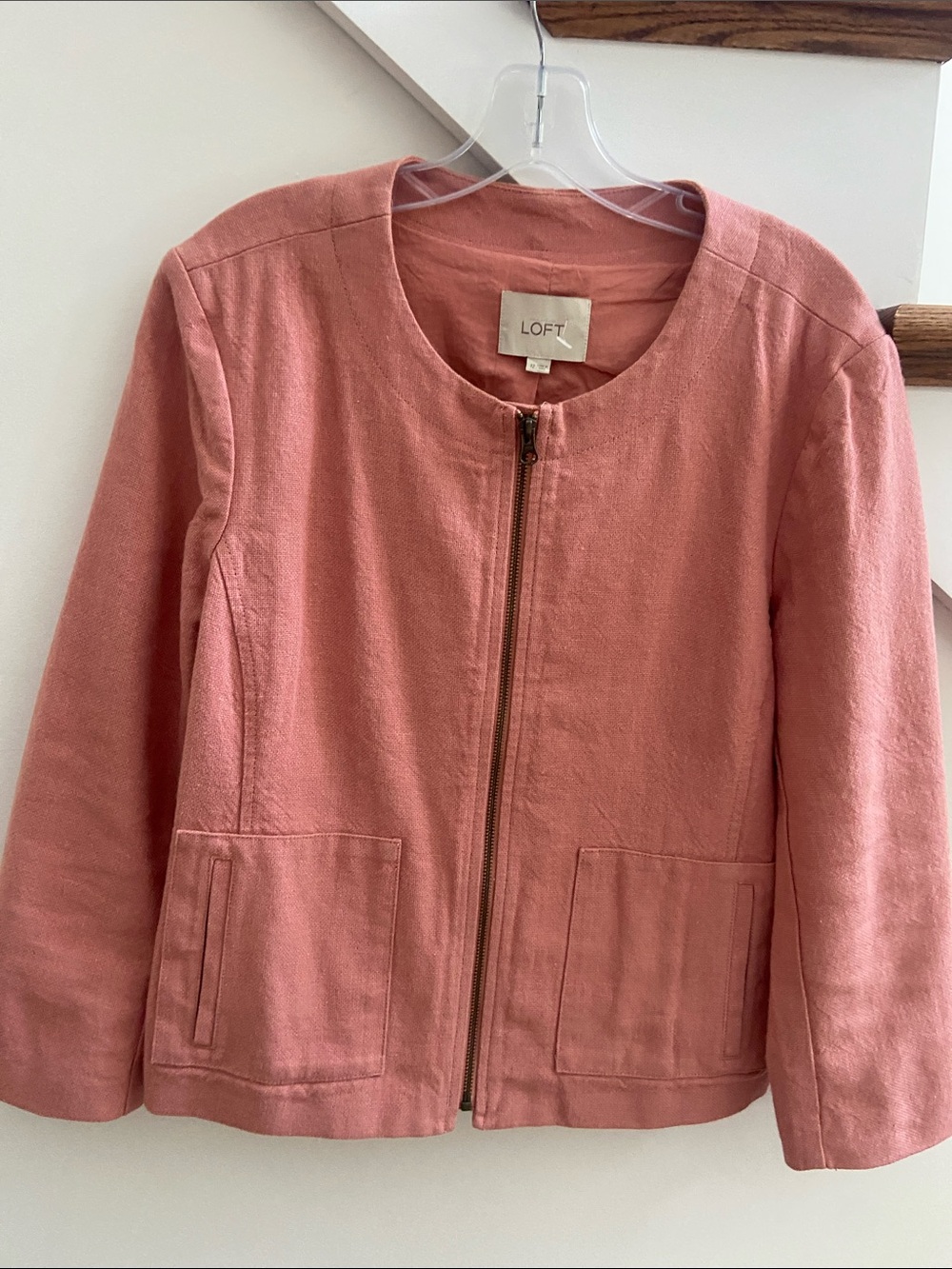 LOFT Girls' Coral Pink Zip-Front Jacket